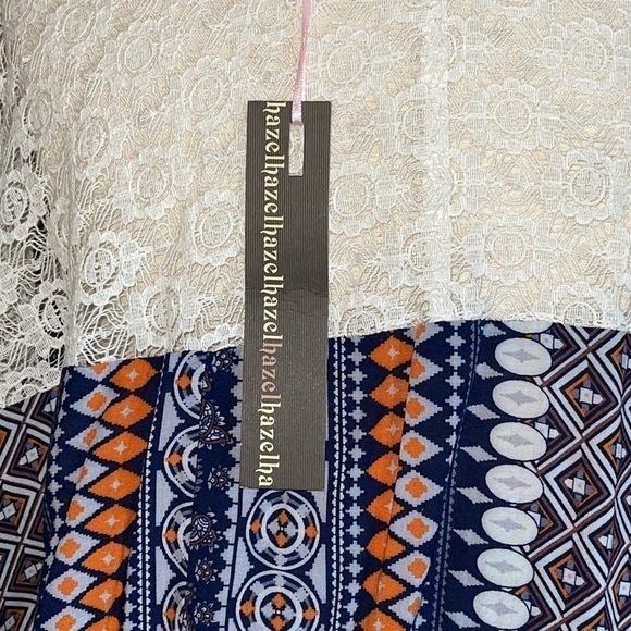 NWT Anthropologie HAZEL Blue & Orange Bohemian Style Blouse Sz. S - Picture 8 of 14